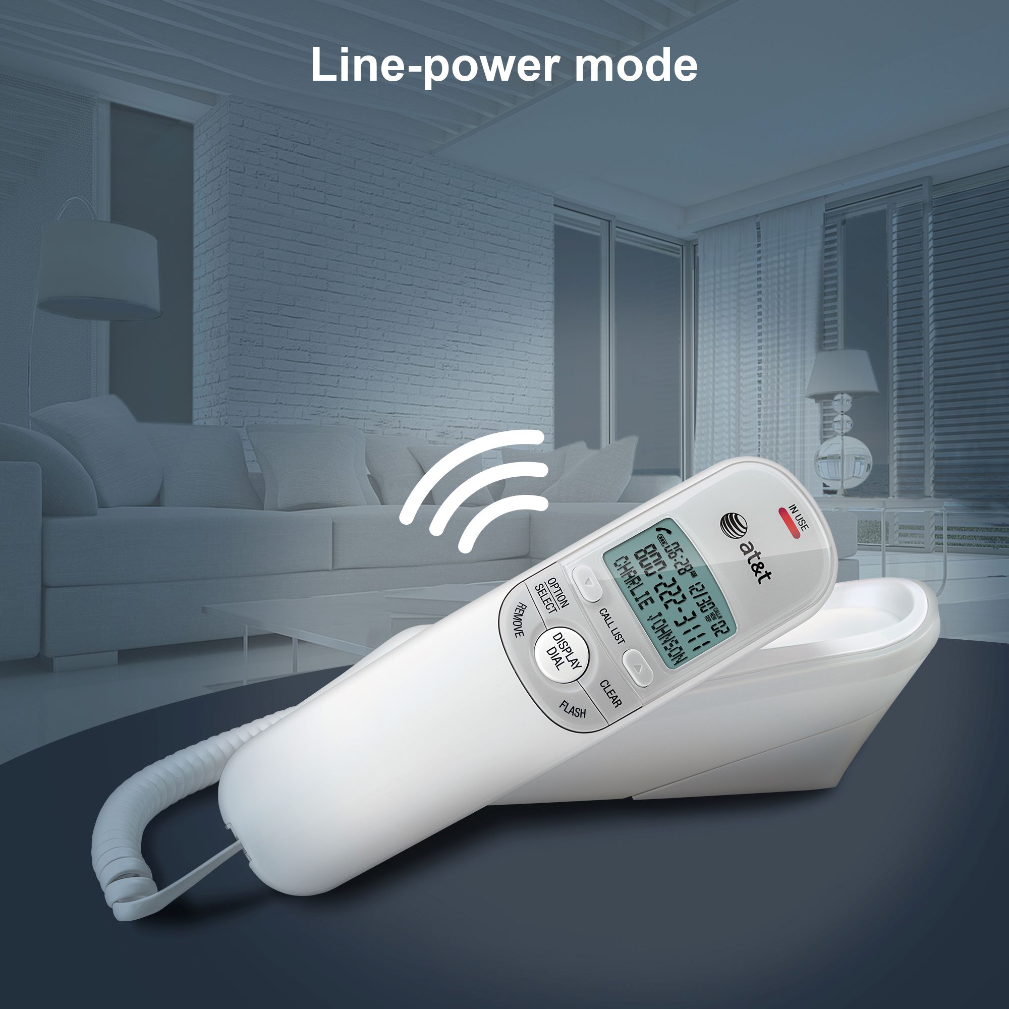 Trimline Corded Phone with Caller ID, White - view 9